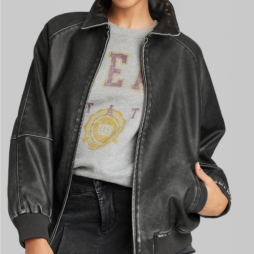 Wild Fable Leather bomber jacket